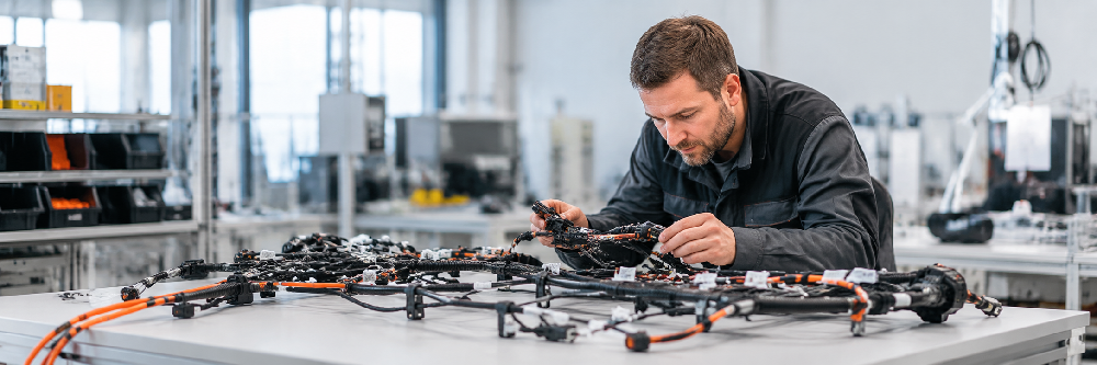 Testing and quality inspection of a LAPP cable harness